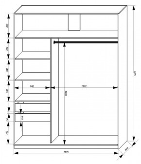 Шкаф-купе 1800 серии SOFT D1+D3+B2+PL1 (2 ящика+1штанга) профиль «Графит» в Копейске - kopejsk.ok-mebel.com | фото 3