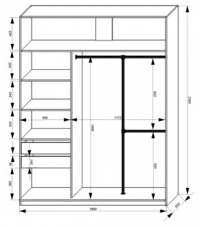 Шкаф-купе 1800 серии SOFT D8+D2+B2+PL4 (2 ящика+F обр.штанга) профиль «Графит» в Копейске - kopejsk.ok-mebel.com | фото 3