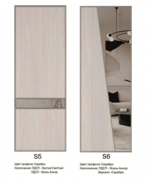 Шкаф-купе 1950 серии SILVER S6+S1+S6Z B22+PL1 (по 2 ящика лев/прав+1 штанга) профиль «Серебро» в Копейске - kopejsk.ok-mebel.com | фото 13