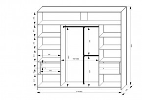 Шкаф-купе 2150 серии NEW CLASSIC K4+K4+K4+B22+PL4(по 2 ящика лев/прав+F обр.штанга) профиль «Капучино» в Копейске - kopejsk.ok-mebel.com | фото 3