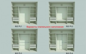 Шкаф-купе 2150 серии NEW CLASSIC K6Z+K1+K6+B22+PL2(по 2 ящика лев/прав+1 штанга+1 полка) профиль «Капучино» в Копейске - kopejsk.ok-mebel.com | фото 6