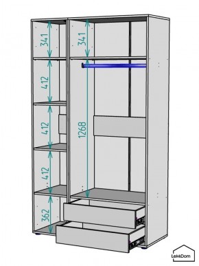 Шкаф Linnea MHR-3PO-2 2050х1200х510 (Белый-М 11.1.2) в Копейске - kopejsk.ok-mebel.com | фото 3