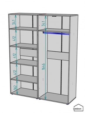 Шкаф Linnea MHR-4-1 2050х1600х510 (Графит-М 11.1.25) в Копейске - kopejsk.ok-mebel.com | фото 3