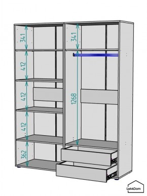Шкаф Linnea MHR-4PO-2 2050х1600х510 (Белый-М 11.1.2) в Копейске - kopejsk.ok-mebel.com | фото 3