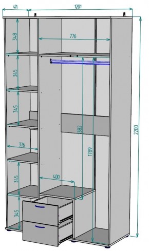 Шкаф Ольга H54 в Копейске - kopejsk.ok-mebel.com | фото 2