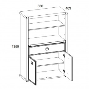 Шкаф открытый 2D1S, MAGELLAN, цвет Сосна винтаж в Копейске - kopejsk.ok-mebel.com | фото 3