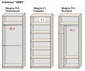 Шкаф распашной серия «ЗЕВС» (PL3/С1/PL2) в Копейске - kopejsk.ok-mebel.com | фото 2