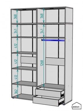 Шкаф с антресолью Linnea MHR-4POA-2 2450х1600х510 (Белый-М 11.1.1) в Копейске - kopejsk.ok-mebel.com | фото 3