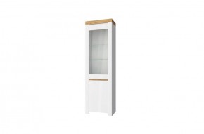 Шкаф с витриной  1V1D, TAURUS, цвет белый/дуб вотан в Копейске - kopejsk.ok-mebel.com | фото 1