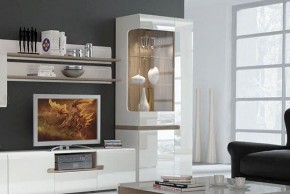 Шкаф с витриной 3D/TYP 01L, LINATE ,цвет белый/сонома трюфель в Копейске - kopejsk.ok-mebel.com | фото 6