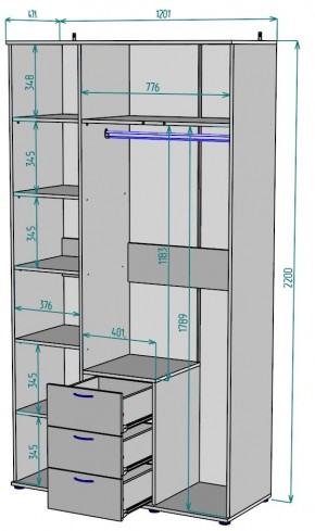 Шкаф с зеркалом Ольга H57_M в Копейске - kopejsk.ok-mebel.com | фото 2