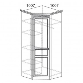 Шкаф угловой №183 "Лючия" Фасад зеркало (Угол 1007*1007) Дуб оксфорд в Копейске - kopejsk.ok-mebel.com | фото 2
