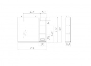 Шкаф-зеркало Cube 75 Эл. Правый Домино (DC5009HZ) в Копейске - kopejsk.ok-mebel.com | фото 3