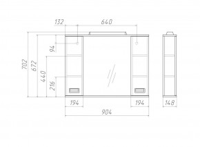 Шкаф-зеркало Cube 90 Эл. Домино (DC5012HZ) в Копейске - kopejsk.ok-mebel.com | фото 2