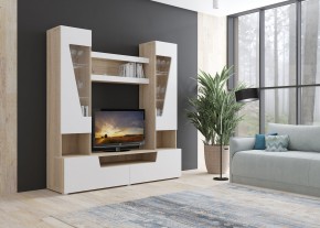Стенка АНТАЛИЯ 2 (Сонома/Белый софт) в Копейске - kopejsk.ok-mebel.com | фото 3