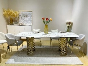 Стол CHIAVARI 220 KL-188 Контрастный мрамор матовый, итальянская керамика / Шампань, ®DISAUR в Копейске - kopejsk.ok-mebel.com | фото 2