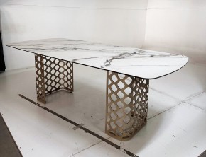 Стол CHIAVARI 220 KL-188 Контрастный мрамор матовый, итальянская керамика / Шампань, ®DISAUR в Копейске - kopejsk.ok-mebel.com | фото 6
