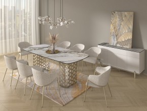 Стол CHIAVARI 220 KL-188 Контрастный мрамор матовый, итальянская керамика / Шампань, ®DISAUR в Копейске - kopejsk.ok-mebel.com | фото 9