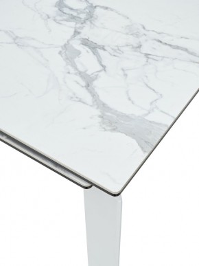 Стол CORNER 120 HIGH GLOSS STATUARIO керамика, стекло/ белый каркас, ®DISAUR в Копейске - kopejsk.ok-mebel.com | фото 2