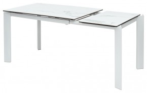 Стол CORNER 120 HIGH GLOSS STATUARIO керамика, стекло/ белый каркас, ®DISAUR в Копейске - kopejsk.ok-mebel.com | фото 3