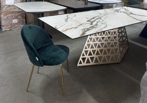 Стол ENNA 220 KL-188 Контрастный мрамор матовый, итальянская керамика/ каркас цвета шампань, ®DISAUR в Копейске - kopejsk.ok-mebel.com | фото 8