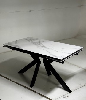 Стол Кентукки 3 140 БЕЛЫЙ МРАМОР, стекло / ЧЕРНЫЙ, М-City в Копейске - kopejsk.ok-mebel.com | фото 2