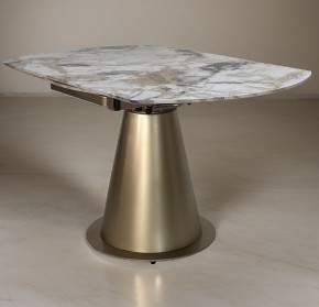 Стол TERAMO 135 GLOSS GRAND JADE SOLID CERAMIC, керамика, поворотн.механизм / Бронзовый, ®DISAUR в Копейске - kopejsk.ok-mebel.com | фото 1