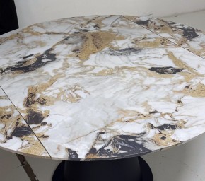 Стол TERAMO 135 GLOSS GRAND JADE SOLID CERAMIC, керамика, поворотн.механизм / Черный каркас, ®DISAUR в Копейске - kopejsk.ok-mebel.com | фото 4
