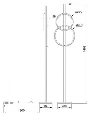 Торшер Arte Lamp Fluido A3913PN-24BK в Копейске - kopejsk.ok-mebel.com | фото 2