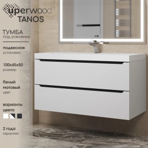 Тумба под раковину Uperwood Tanos 100 см, подвесная, белая/графит в Копейске - kopejsk.ok-mebel.com | фото 3