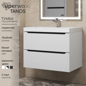 Тумба под раковину Uperwood Tanos 70 см, подвесная, белая/графит в Копейске - kopejsk.ok-mebel.com | фото 3