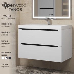 Тумба под раковину Uperwood Tanos 80 см, подвесная, белая/графит в Копейске - kopejsk.ok-mebel.com | фото 3