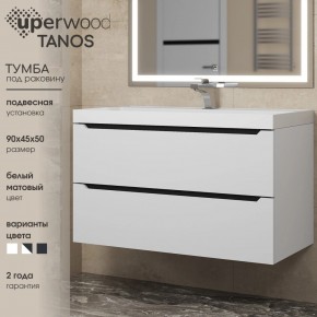 Тумба под раковину Uperwood Tanos 90 см, подвесная, белая/графит в Копейске - kopejsk.ok-mebel.com | фото 3