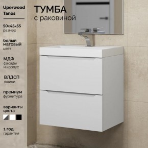 Тумба с раковиной Uperwood Tanos 50 см, подвесная, белая матовая в Копейске - kopejsk.ok-mebel.com | фото 5